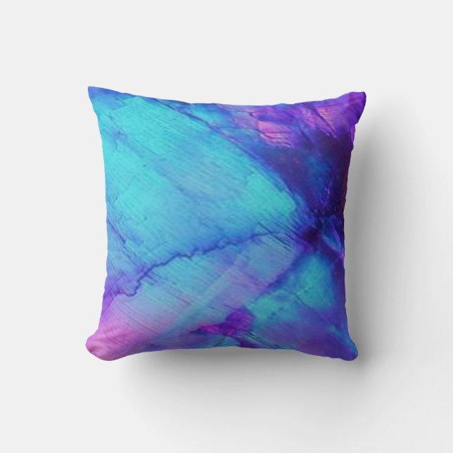Throw Pillow - Blue Pink Opal  (Front)