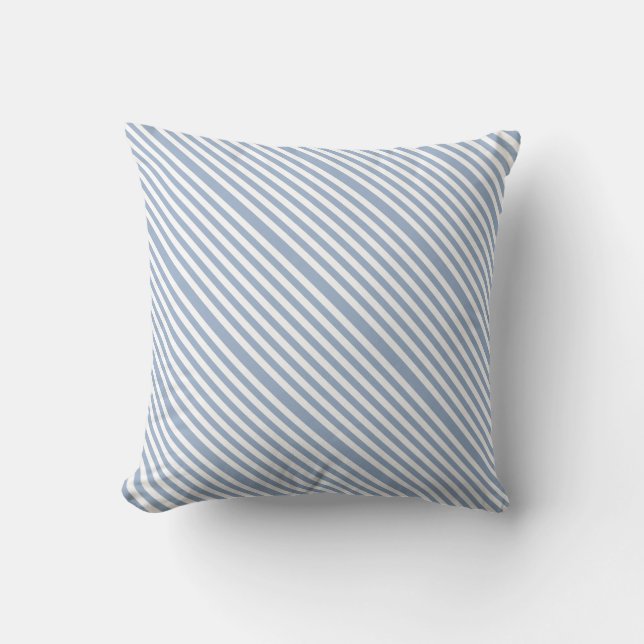 Throw Pillow Blue & White Stripe (Front)