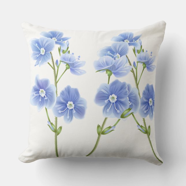 Throw Pillow-Blue Wildflowers Cushion (Front)