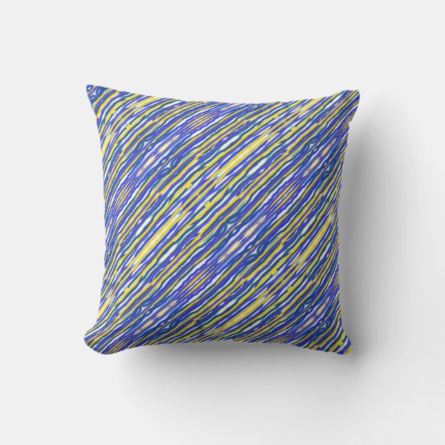 Throw Pillow - Blue/Yellow Stripes (Front)