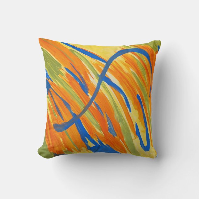 Throw Pillow-Bold Abstract Colours Cushion (Front)
