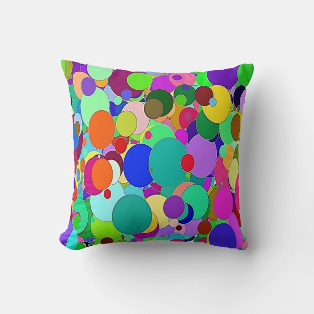Throw Pillow Bright Colourful Circles Circular (Front)