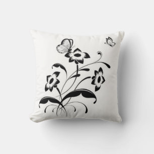 Throw Pillow/Butterflies and Flowers Cushion