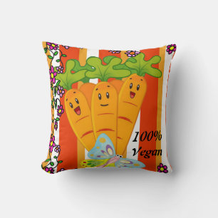 Throw Pillow Carrots Butterfly 100% Vegan