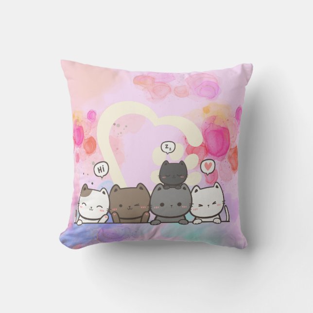 Throw Pillow cats love (Front)