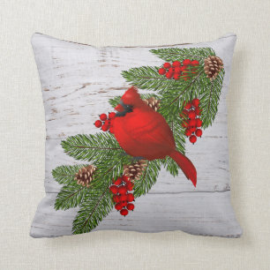 Throw Pillow-Christmas Cardinal Cushion