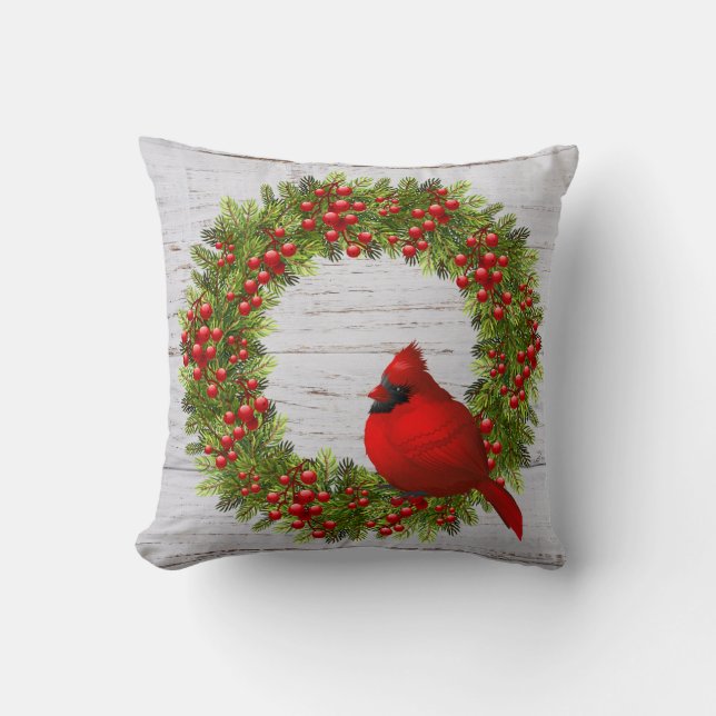Throw Pillow-Christmas Cardinal Cushion (Front)