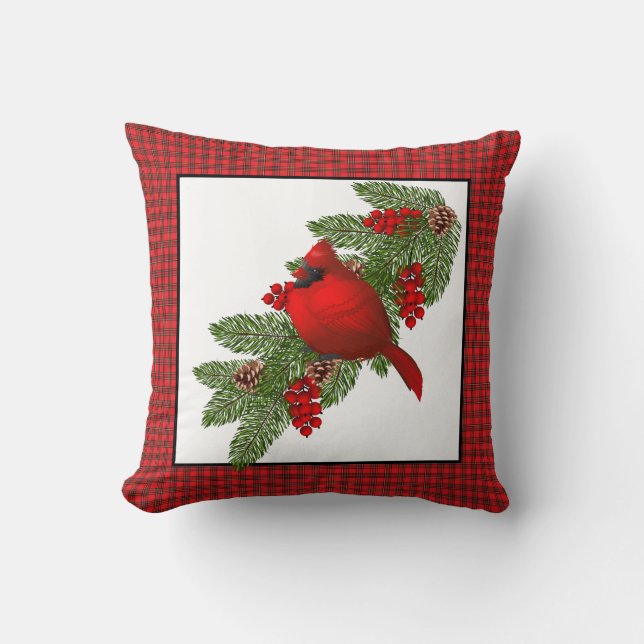 Throw Pillow-Christmas Cardinal Cushion (Front)