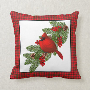 Throw Pillow-Christmas Cardinal Cushion