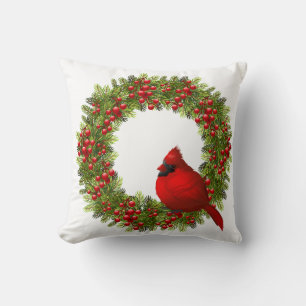 Throw Pillow-Christmas Cardinal Throw Pillow