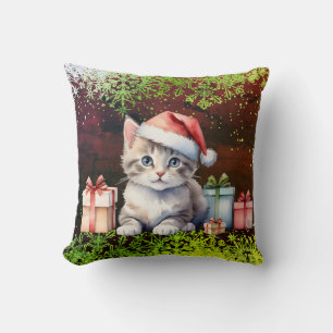 Throw Pillow Christmas cat