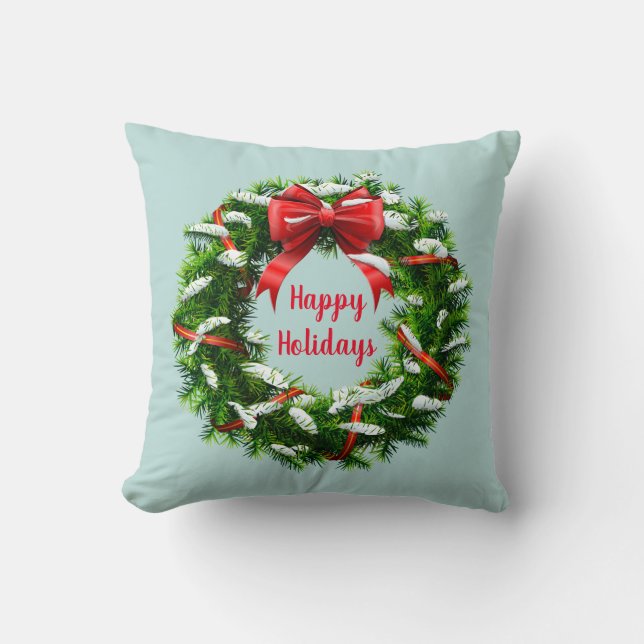 Throw Pillow-Christmas Wreath Cushion (Front)