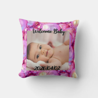 Throw Pillow Custom Welcome Baby Photo