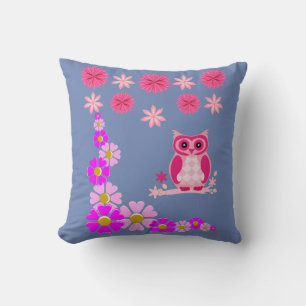 throw pillow decore floral owl
