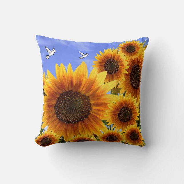 throw pillow decore sunflowers (Front)