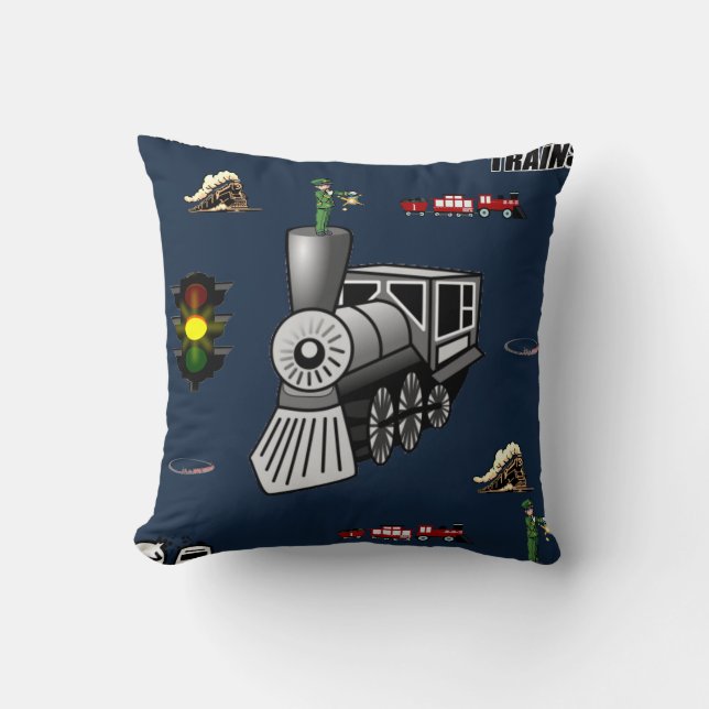 throw pillow decore trains (Front)
