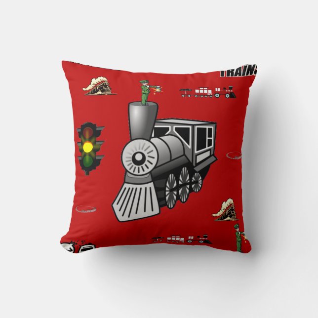 throw pillow decore trains (Front)