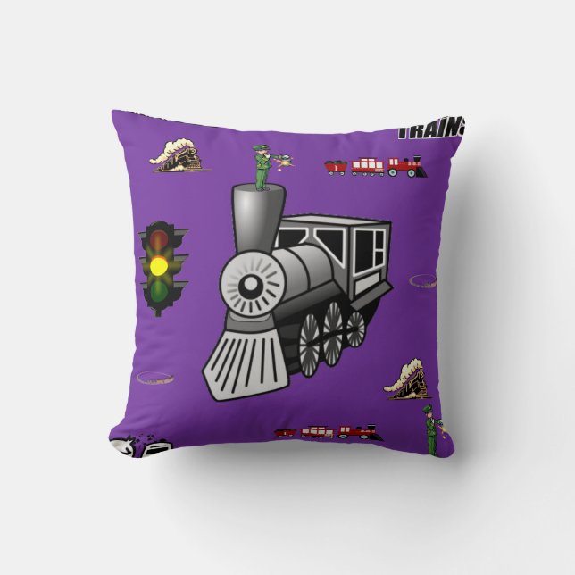 throw pillow decore trains (Front)