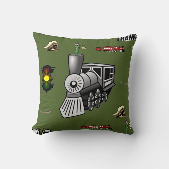 throw pillow decore trains (Front)