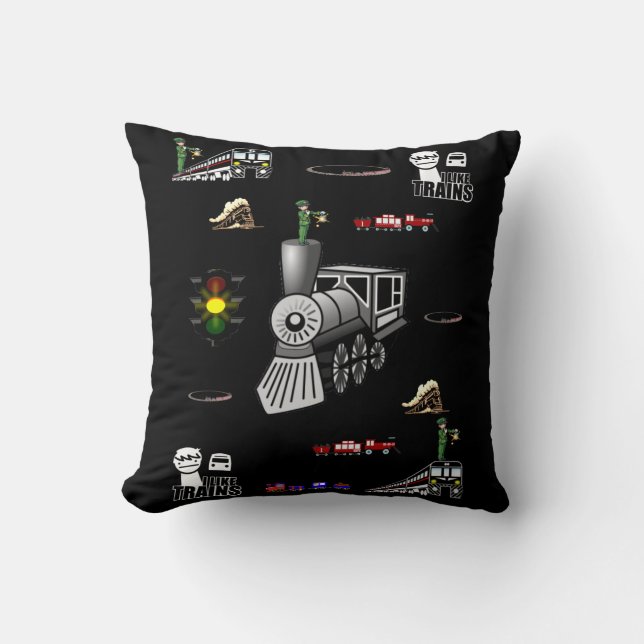 throw pillow decore trains (Front)