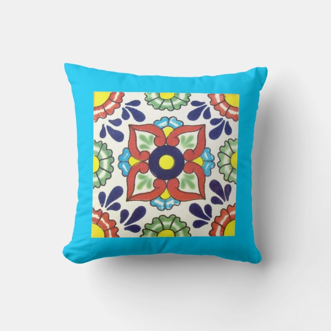 Throw pillow - double sided talavera tile design (Front)
