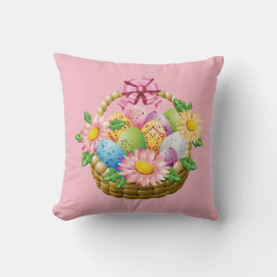 Throw Pillow-Easter Basket Cushion
