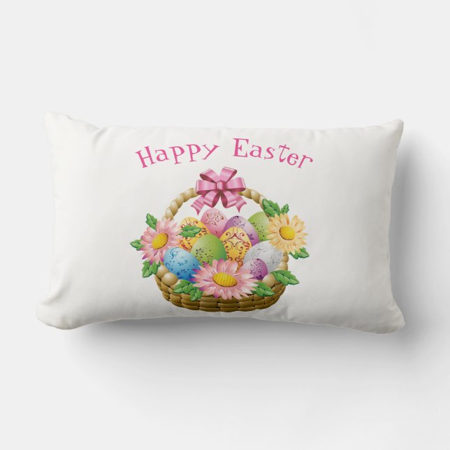 Throw Pillow-Easter Basket Lumbar Cushion (Front)
