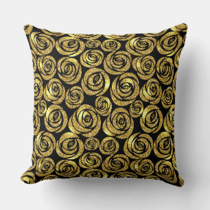 Throw Pillow-Faux Glitter Roses Cushion