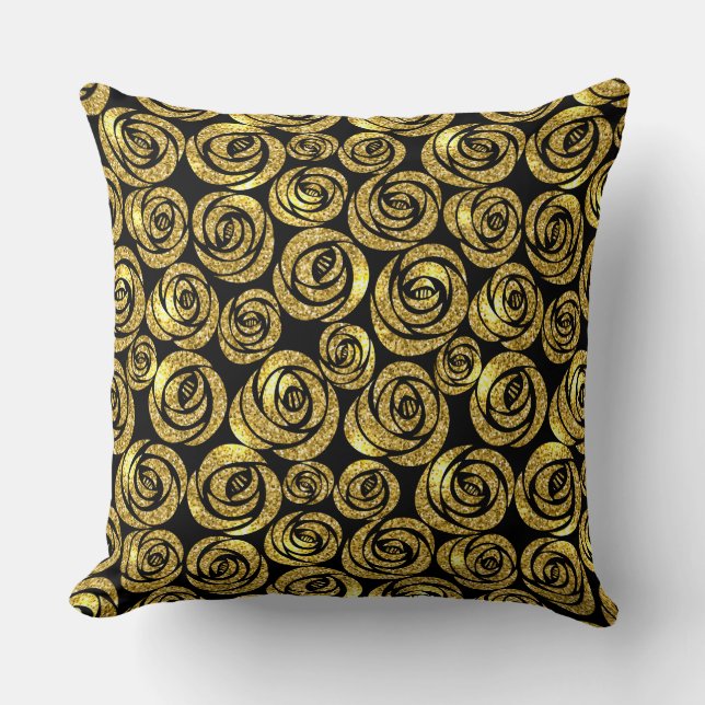 Throw Pillow-Faux Glitter Roses Cushion (Front)