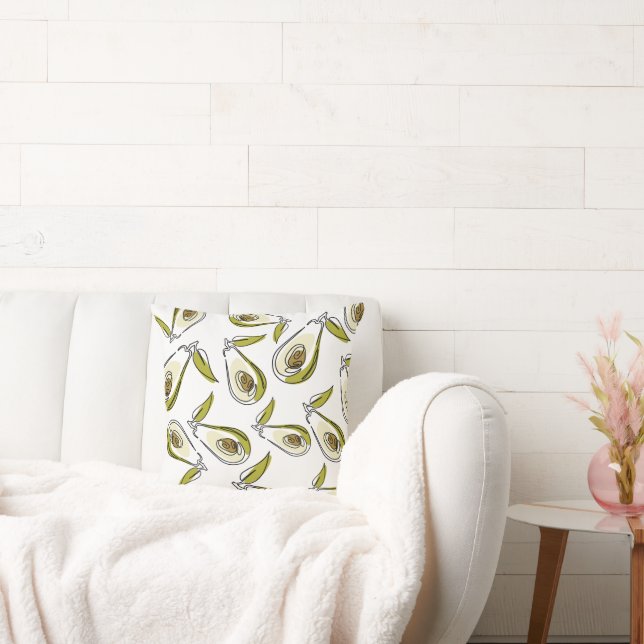 Throw Pillow features a cute Avocado. (Couch)