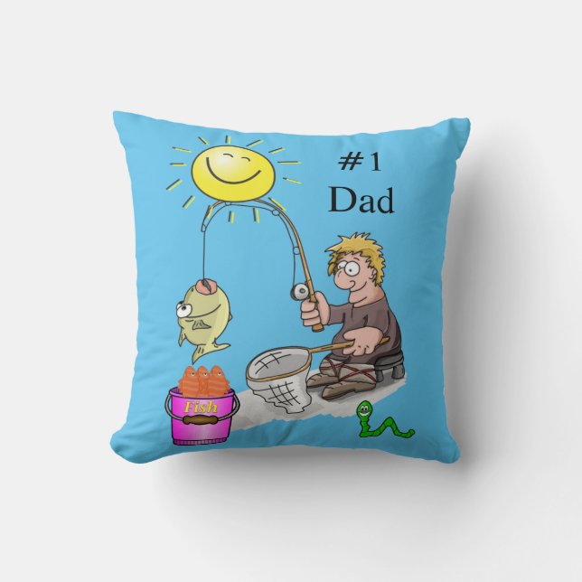 Throw Pillow Fisherman Fish #1 Dad (Front)