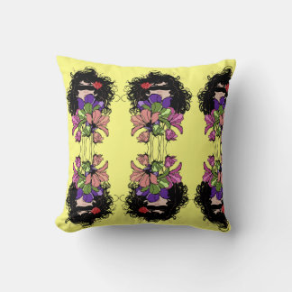 Throw Pillow girl& Flowers 