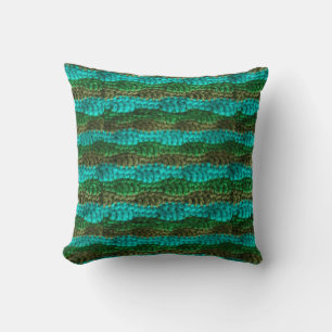 Throw Pillow - Green Ripples in Crochet