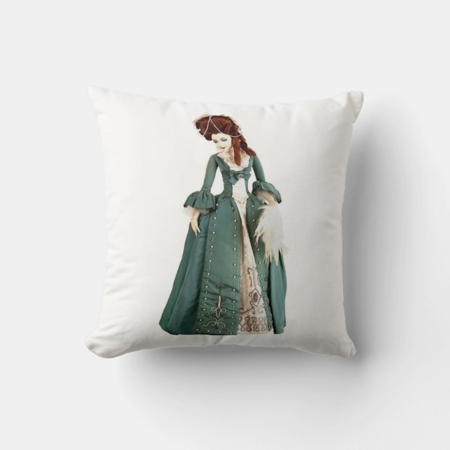 Throw Pillow Green Victorian Woman  (Front)