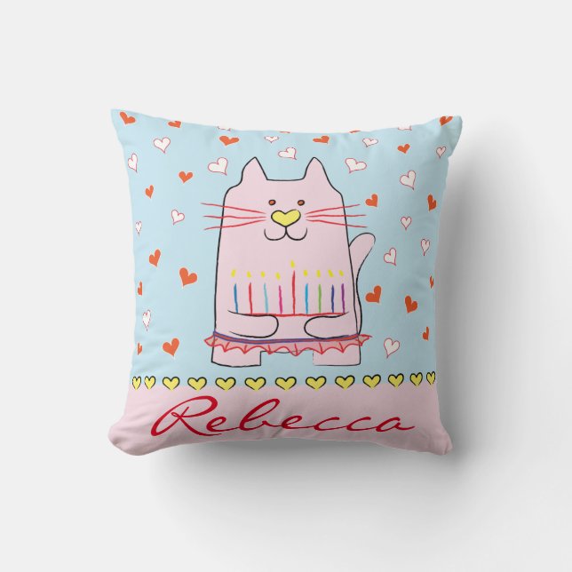 Throw Pillow Hanukkah Ballet Cat (Front)