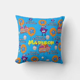 Throw Pillow, Happy 6th Birthday Blue Cushion