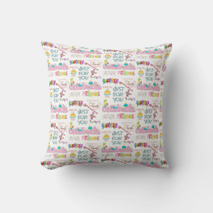 Throw Pillow, Happy Birthday Friends Family Cushion