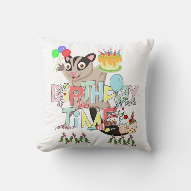 Throw Pillow, Happy Birthday Possum Cake Cushion (Front)