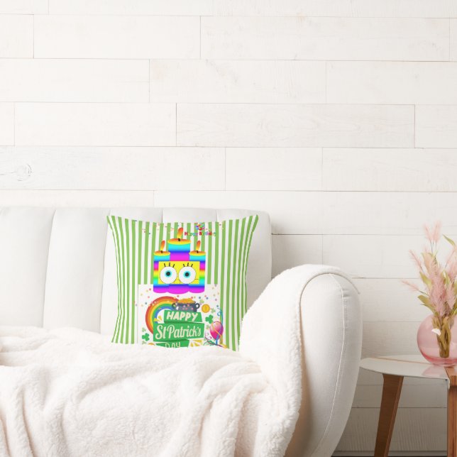 Throw Pillow, Happy Birthday St. Patrick's Day Cushion (Couch)