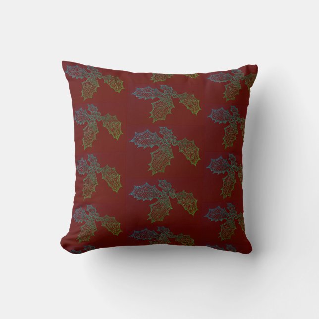 Throw Pillow Holly Sketch B Allover Print (Front)