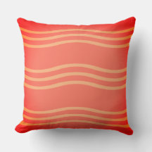 Throw Pillow in Shades of Orange With Waves