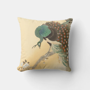 THROW PILLOW JAPANESE PEACOCK WITH PERSONAL INTIAL