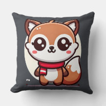 Throw Pillow - Kawaii Fox