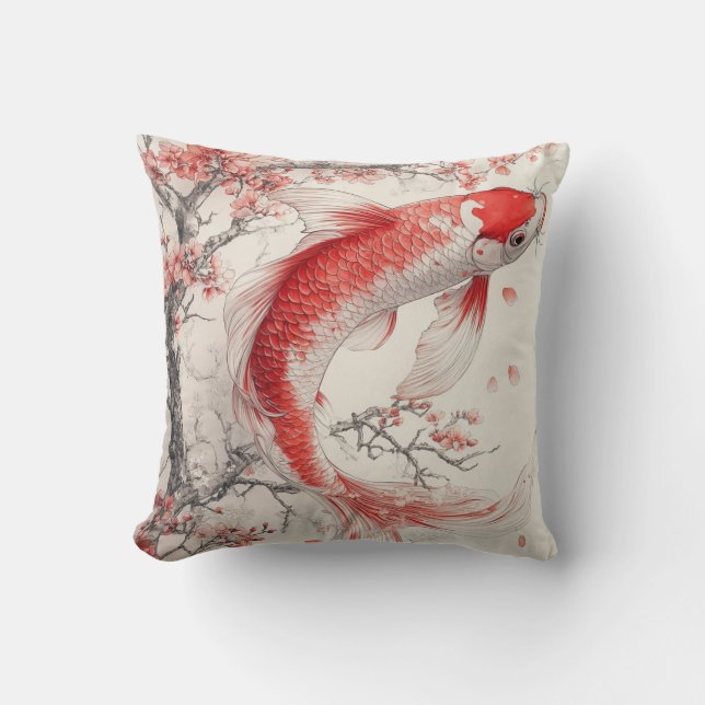 throw Pillow, koi fish Cushion (Front)