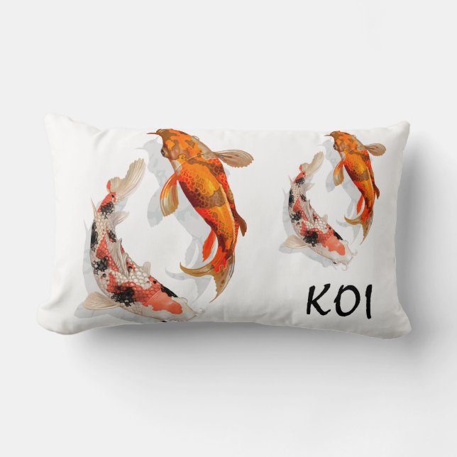 Throw Pillow-KOI Fish Lumbar Cushion (Front)