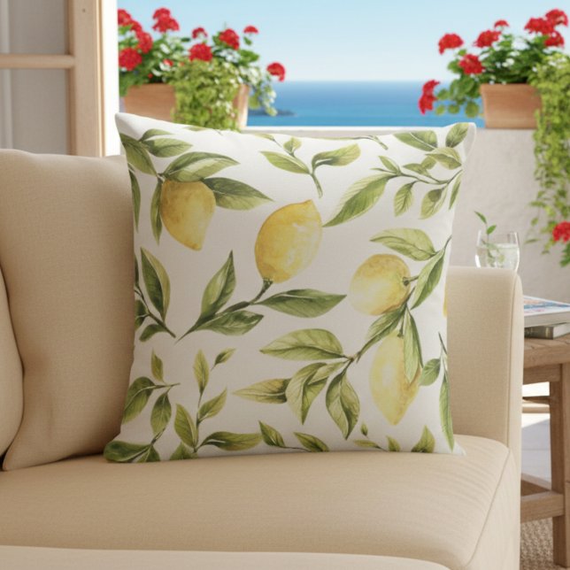Throw pillow lemons pastel yellow  (Creator Uploaded)