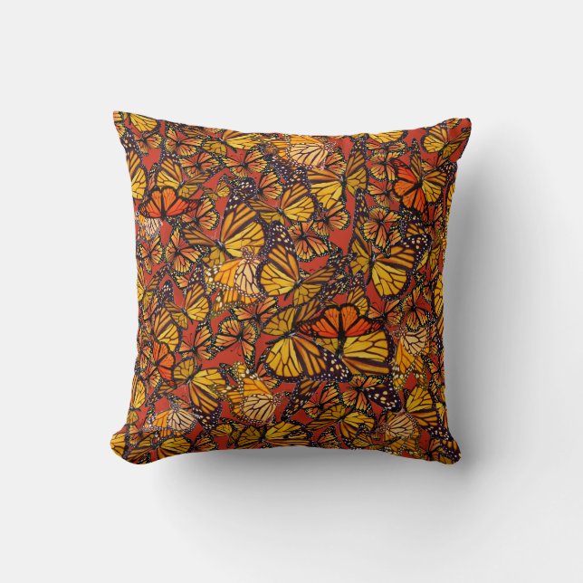 Throw Pillow Lots of Monarchs (Front)
