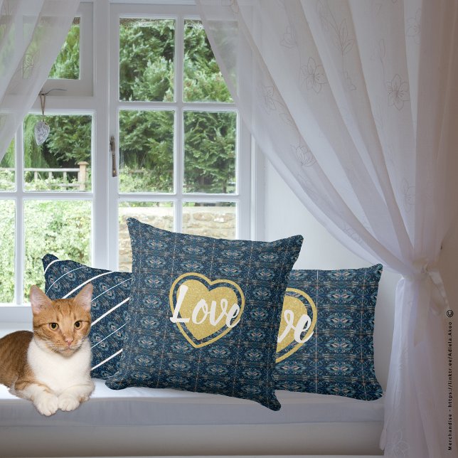 Throw Pillow - LOVE by Poet Adiela Akoo (Blue Stripe Throw Pillows by Poet Adiela Akoo. Love it? Get it! Browse my store for more great buys!)