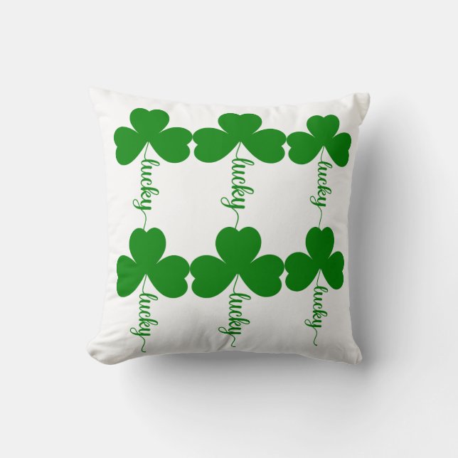 Throw Pillow, luckyclover Cushion (Front)
