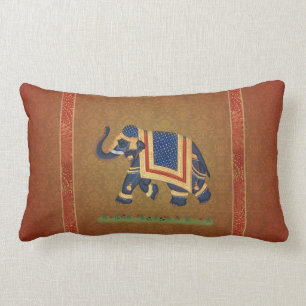 Throw Pillow Lumbar gold red Elephant damask